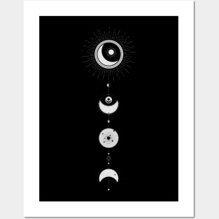 Crescent - Moon and Constellations Sacred Geometry (Gold Edition) Posters and Art